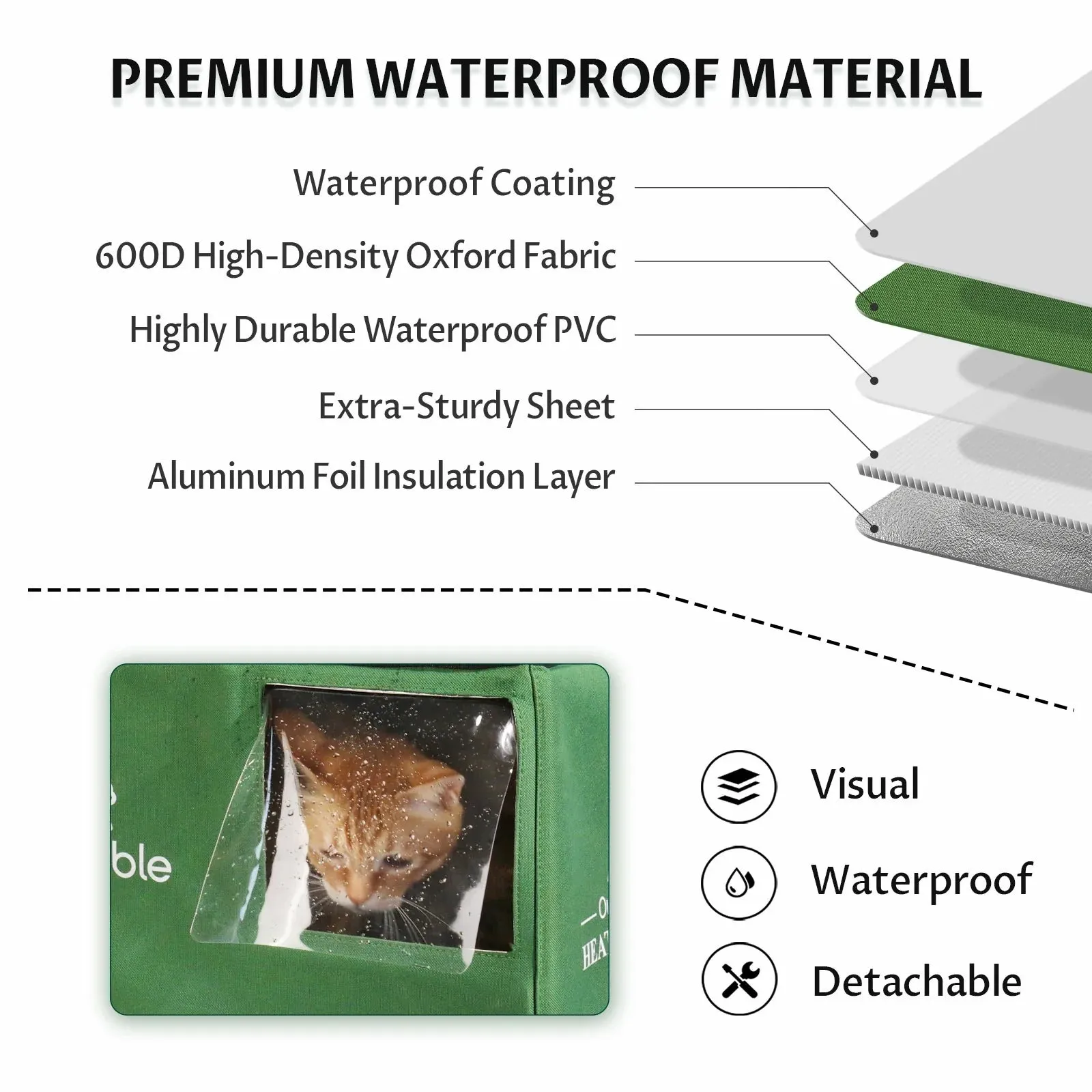 2 in 1 Outdoor Elevated Portable Insulated Cat House Small