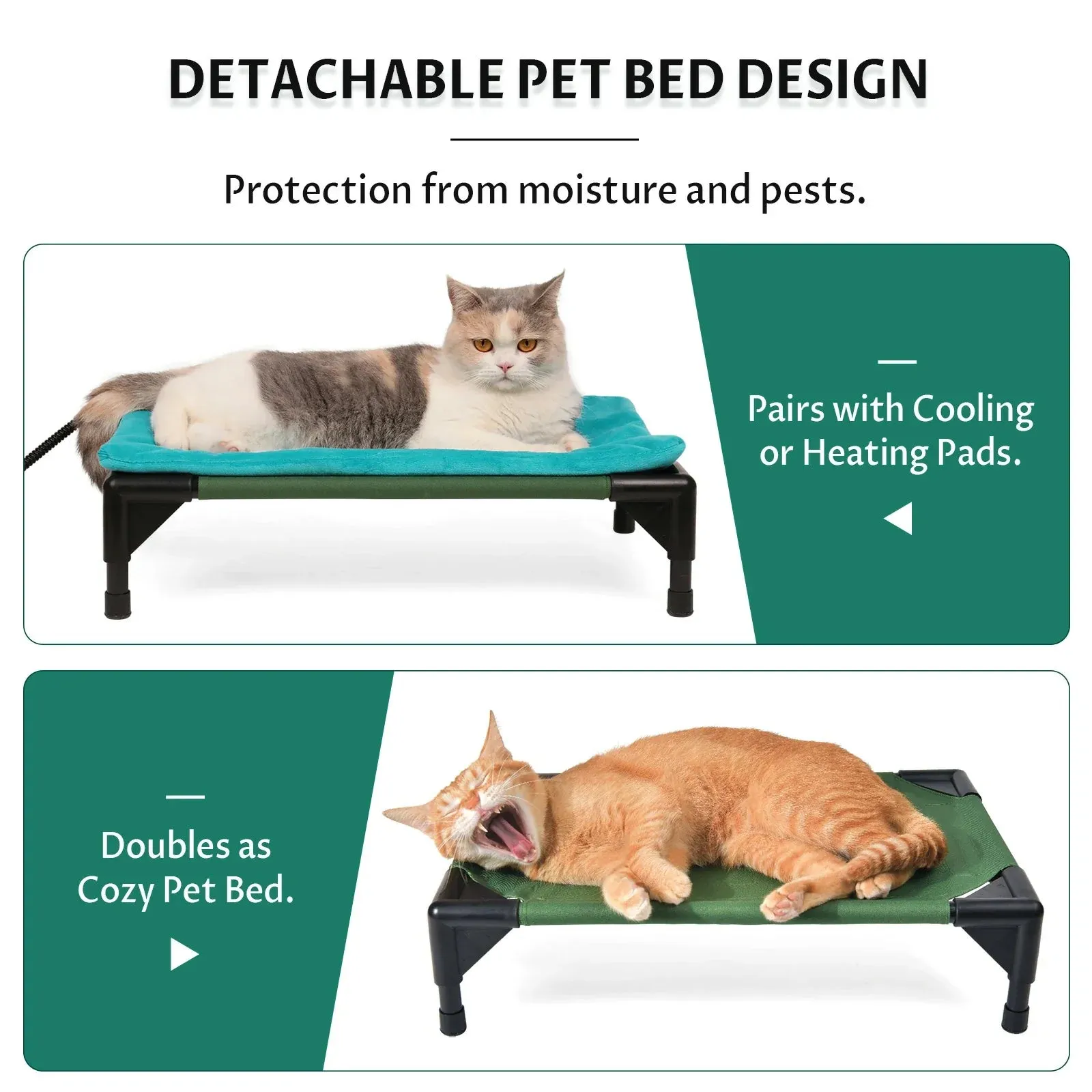2 in 1 Outdoor Elevated Portable Insulated Cat House Small