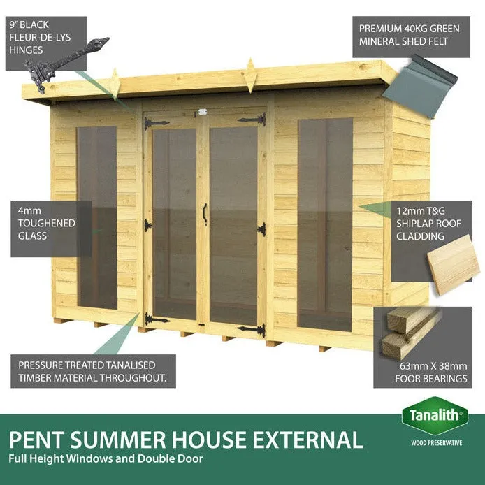 4ft x 16ft Apex Summer House (Full Height Window)