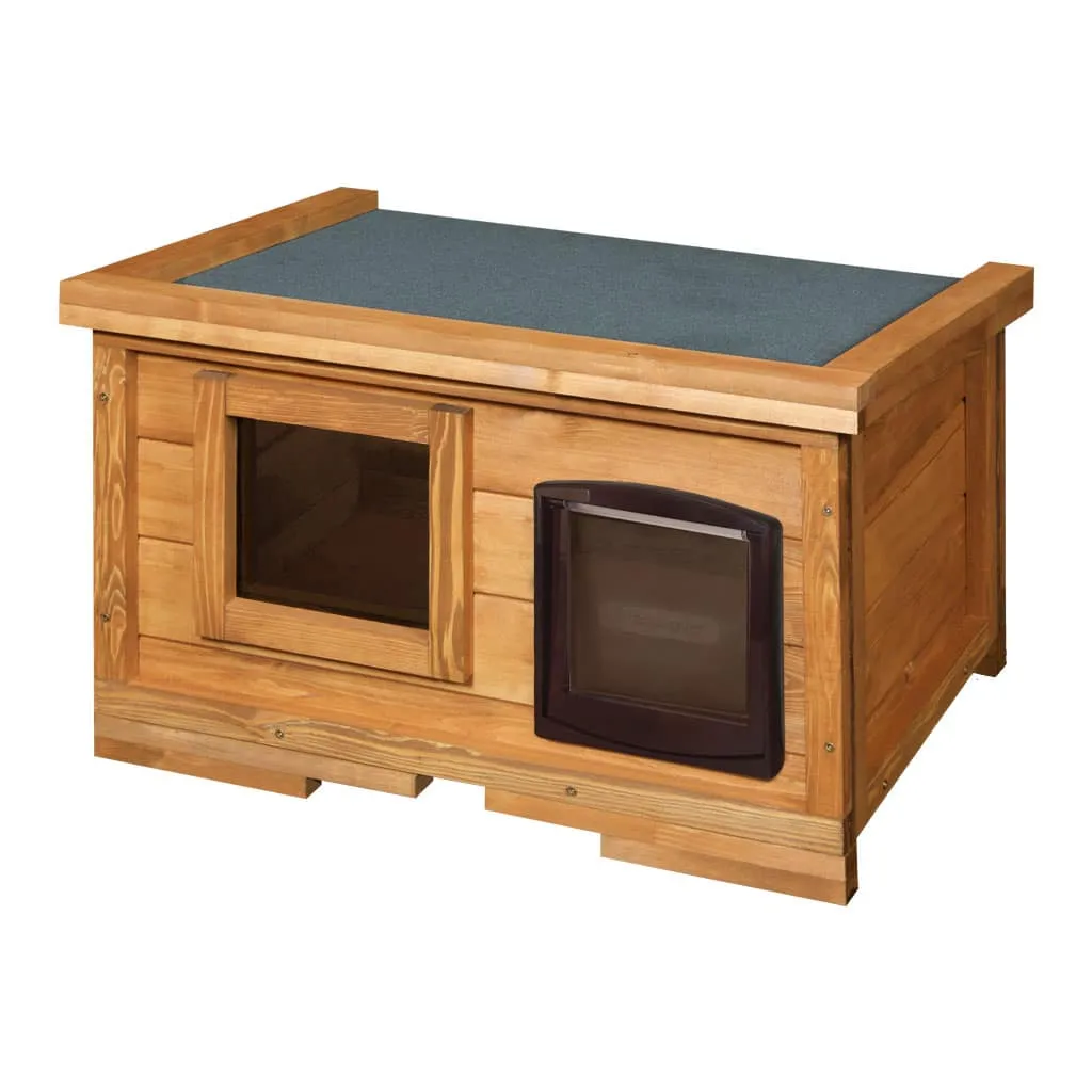 Cat House Self Heating Outdoor Kennel with One Way Privacy Window | Perfect for One Cat