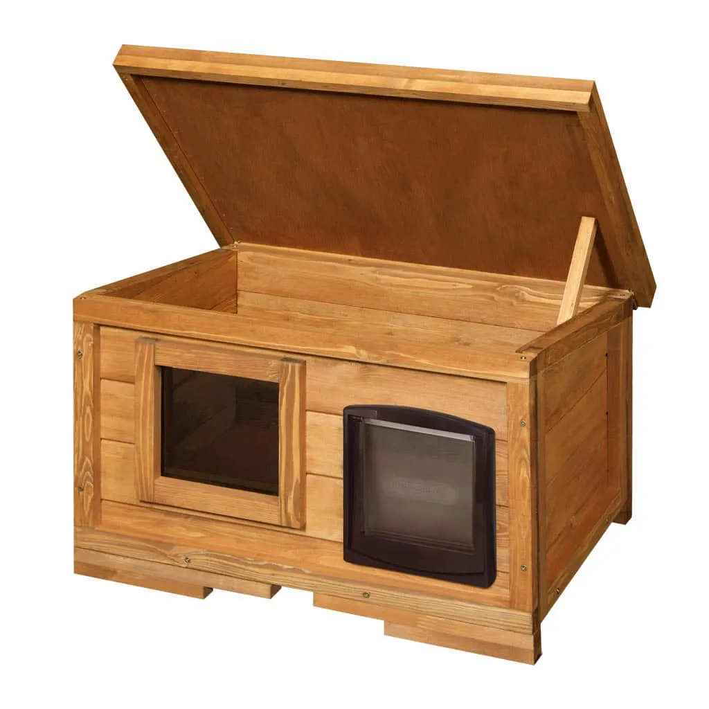 Cat House Self Heating Outdoor Kennel with One Way Privacy Window | Perfect for One Cat