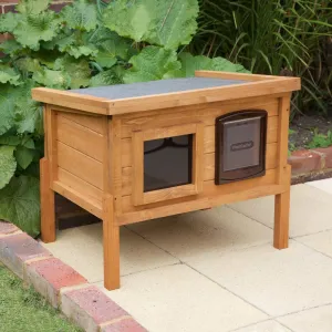 Cat House Self Heating Outdoor Kennel with One Way Privacy Window | Perfect for One Cat
