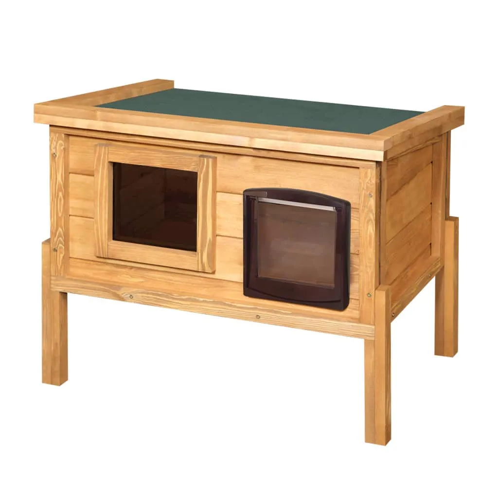 Cat House Self Heating Outdoor Kennel with One Way Privacy Window | Perfect for One Cat