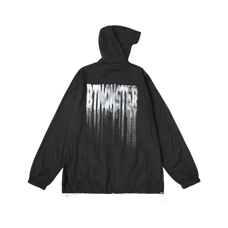 Painted monogram graffiti print UV protection hooded skin suit