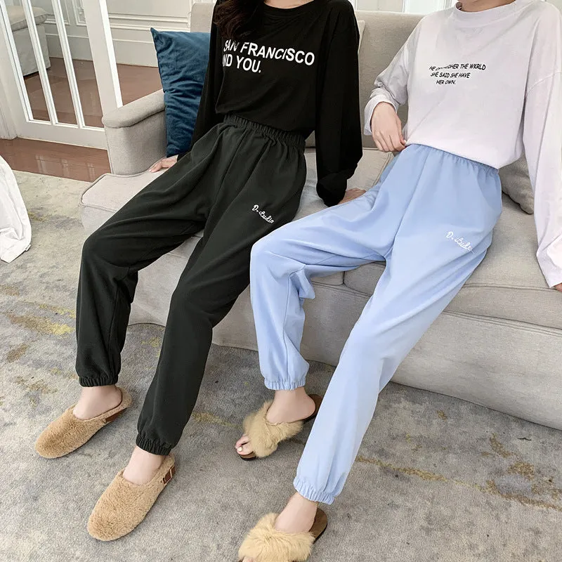 Women Warm Pants Japanese Coral Jogger Long Home Casual Pants